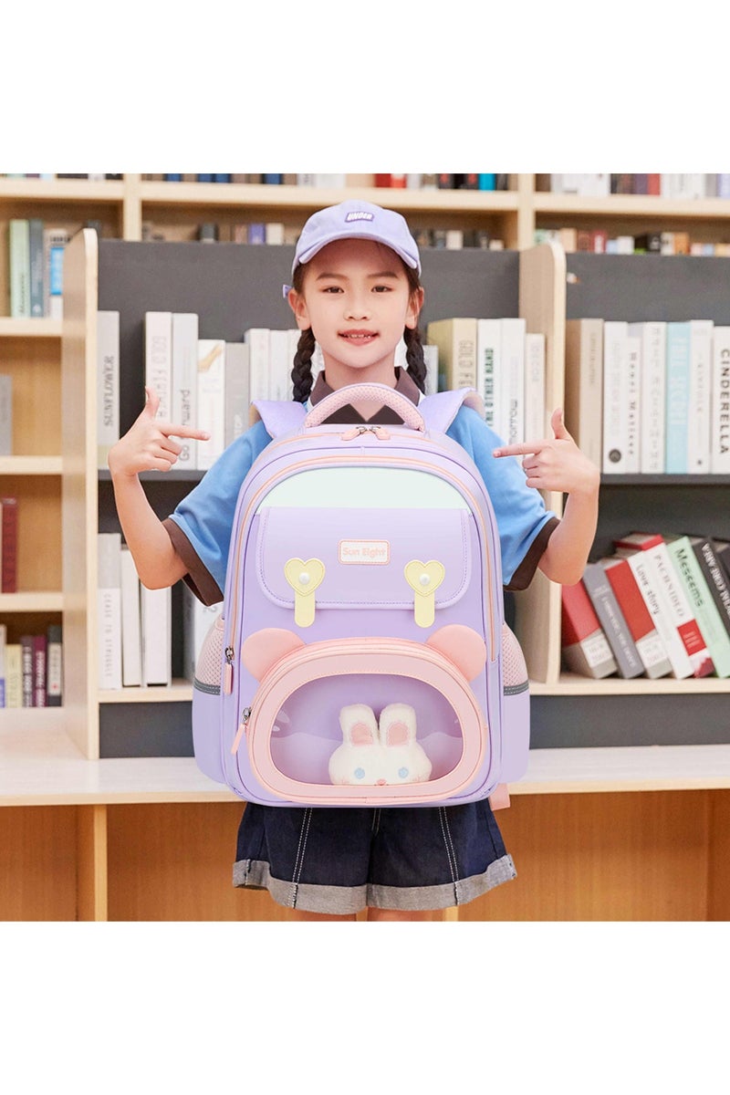 SUN EIGHT Premium 15.5-inch Light Weight School Backpack Water Resistant Polyester Kid’s Daypack for Girls, SE22260, Purple - Image 2